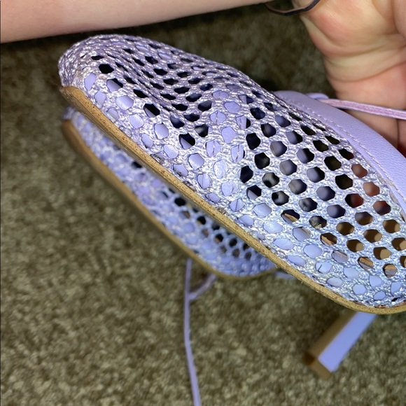 Gianni Bini Reagan Mesh/Leather Ankle Wrap Lavender Strappy Heel Woman Size 6.5M - Picture 8 of 10